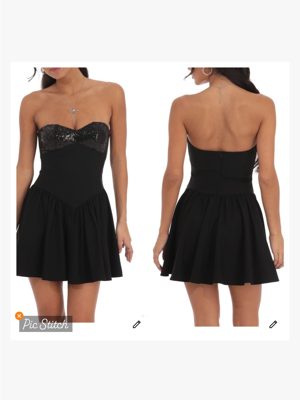 Lucy in the Sky Black Sequin Strapless Fit and Flare Dress